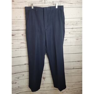 Vtg Flexslax Pants Navy Blue‎ Straight Leg Business Formal Work Men's Size 36x32